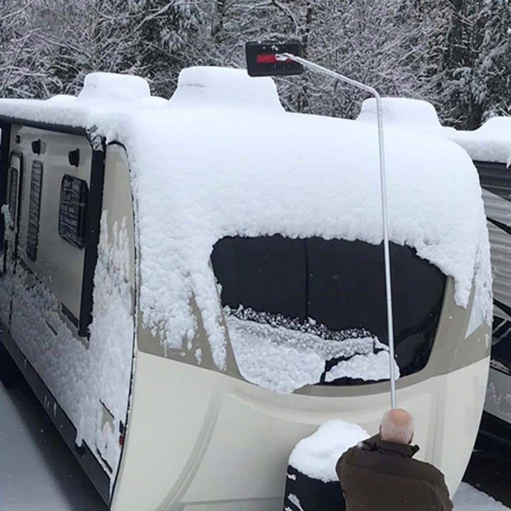 Oversized Foam Snow Rake with 3-Piece 12 Ft. Handle for Large Vehicles, RV, Work