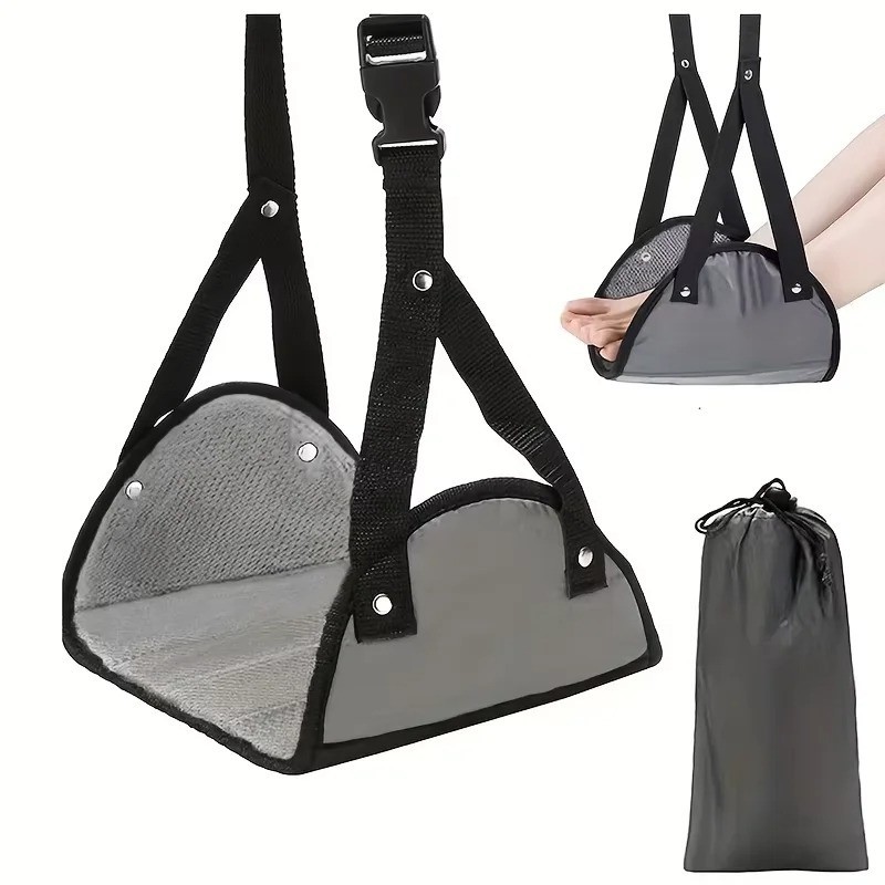 Airplane Footrest Adjustable Strap Portable Travel Hammock Leg Rest