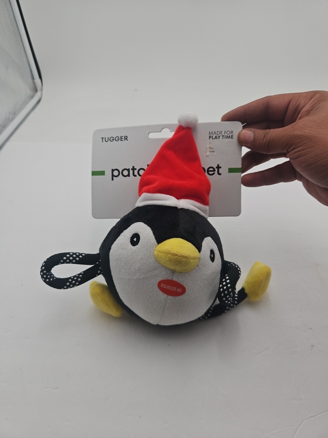 Patchwork Tugger  Pinguin Dog Toy 8&rdquo; Roap And Squeaker.