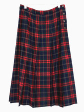 Vintage L.L. Bean Wool Tartan Plaid Skirt USA Made Pleated Preppy Women  s 14