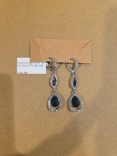 Orecchini Givenchy Pietra Blu e Cristallo Doppia Goccia Goccia Leva-back LEGGI