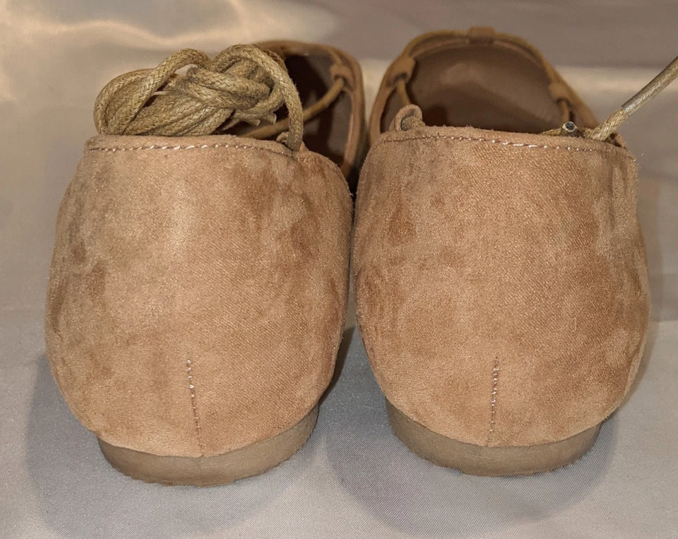 Zapatos planos de ballet con cordones para mujer de lavandería china beige desnudo talla 11 Foto 4 de 4