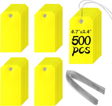 500 Pieces Plastic Shipping Tags with Wire Waterproof Hang Tags Heavy Duty Label