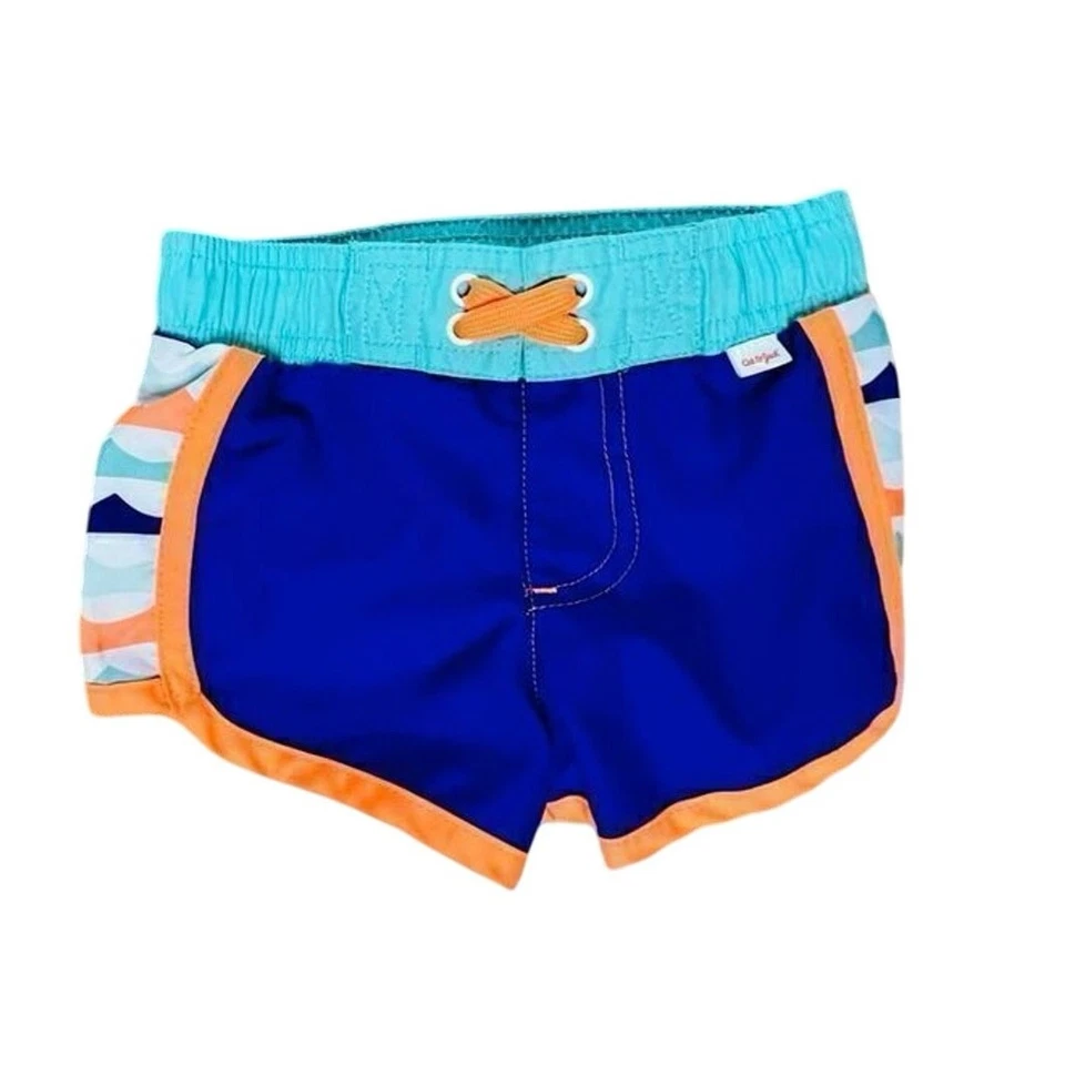 Cat and Jack blaue Seitenstreifen UPF 50+ Badehose Shorts Größe 9 Monate