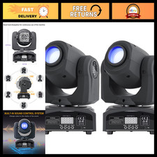 2-Pack 60W LED Moving Head DJ Lights - DMX512 Stage Lighting, 8 Colors Gobos f