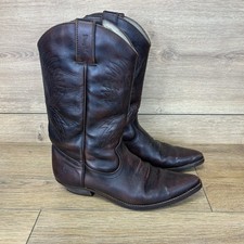 Wrangler Cowboy Boots Men’s Size UK 10 Mens Brown Leather Western Pull On Boots