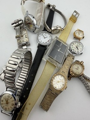 Lot Of 10 Broken Ladies Mechanical Wind Watches Lot Project  Vintage Hand