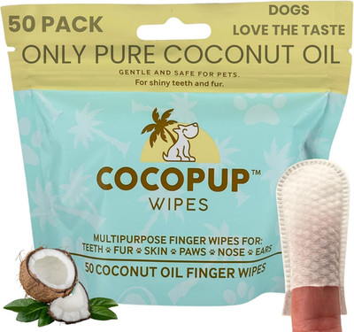 New Dog Teeth Cleaning Wipes 50Ct   Coconut Oil for Teeth, Ears, Nose & Paws