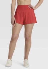 All In Motion Women's 3" Knit Waistband High-Rise 2-in-1 Shorts Red New Size XS
