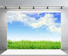 10x7ft Spring Grassland Photography Background Gardening Plant Meadow Sky Clo...