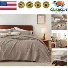 Luxurious King Size Quilt Set - Lightweight Comforter in Elegant Taupe, 3 Pcs