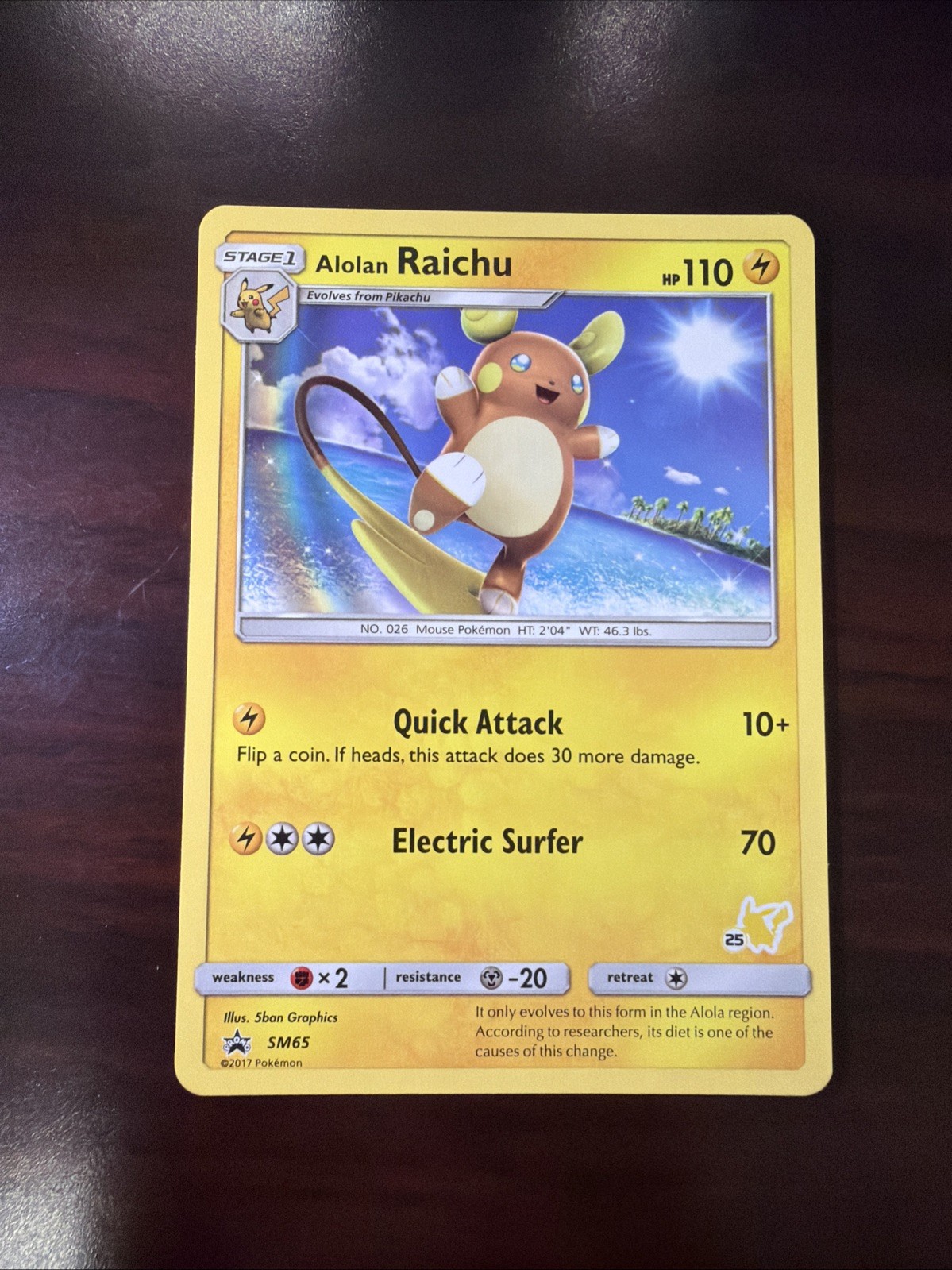 Pokemon TCG Battle Academy Alolan Raichu SM65 Black Star Promo #25 Stamped NM