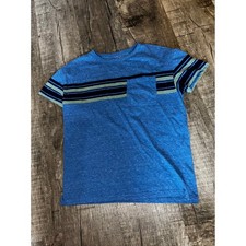 Cat  Jack Boys Blue Heathered Striped Pocket T-Shirt L 10/12 Short Sleeve Crew