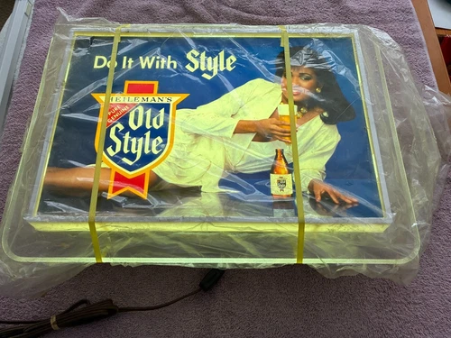 Vtg Heilemens Old Style Beer DO IT with STYLE Girl Drinking Lighted sign NOS new