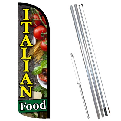 Italian Food Premium Windless  Feather Flag Bundle (Complete Kit) OR Optional Re