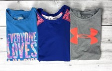 Under Armour Lot Of 3 Tops Girls Youth M Heat Gear  Cold gear Shirts0223