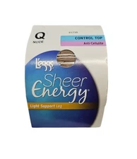 Leggs Sheer Energy Pantyhose Control Top Anti-Cellulite Size Q Nude 91735