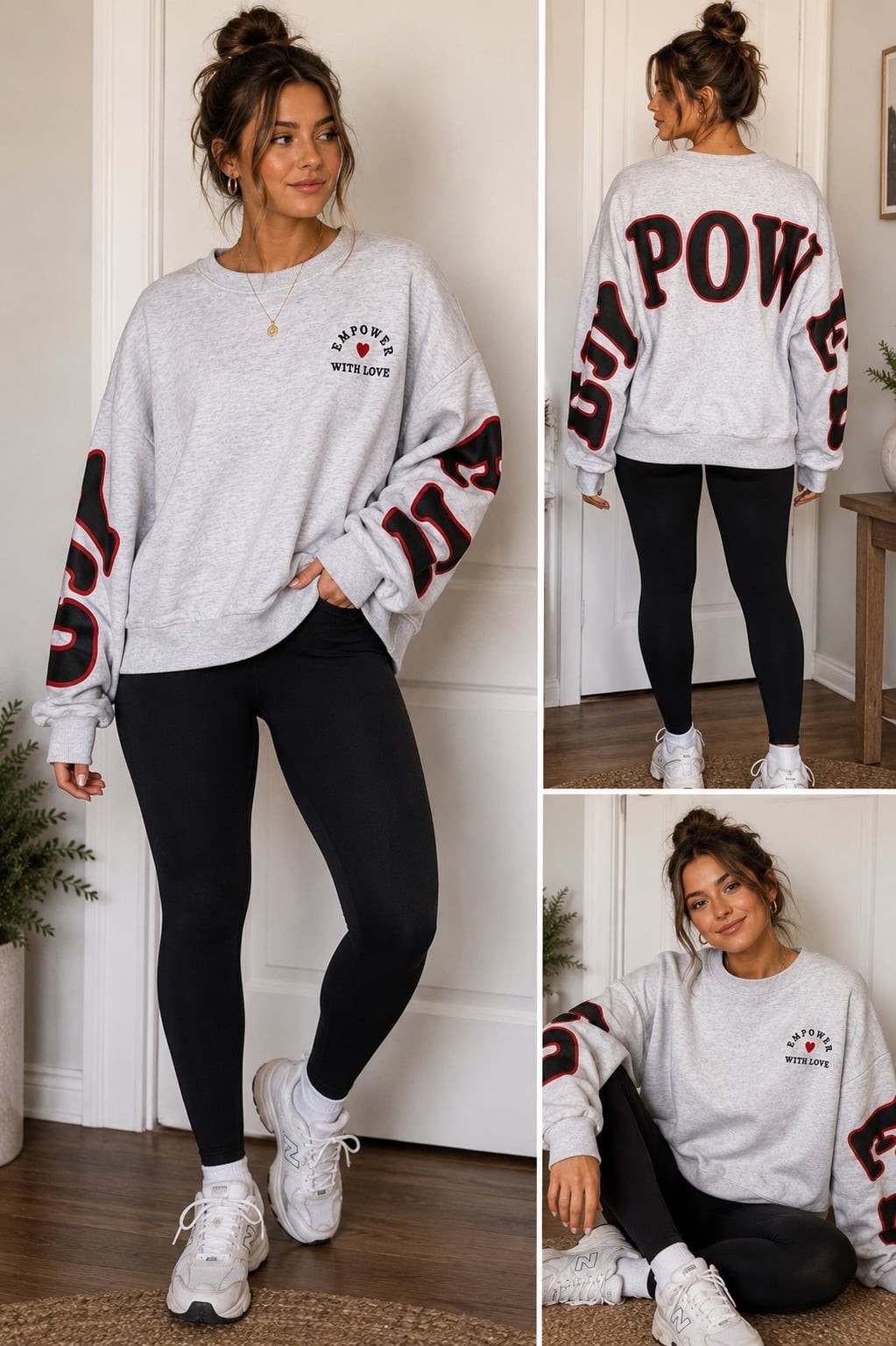 Cotton Classic Empower With Love Oversized Graphic Sweatshirt Gray M