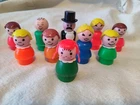 Vintage Fisher Price Little People Lot of 10 plastic wood figures mayor freckles