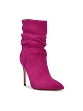 NINE WEST Womens Pink Ruched Jenn Pointed Toe Stiletto Leather Booties 6 M