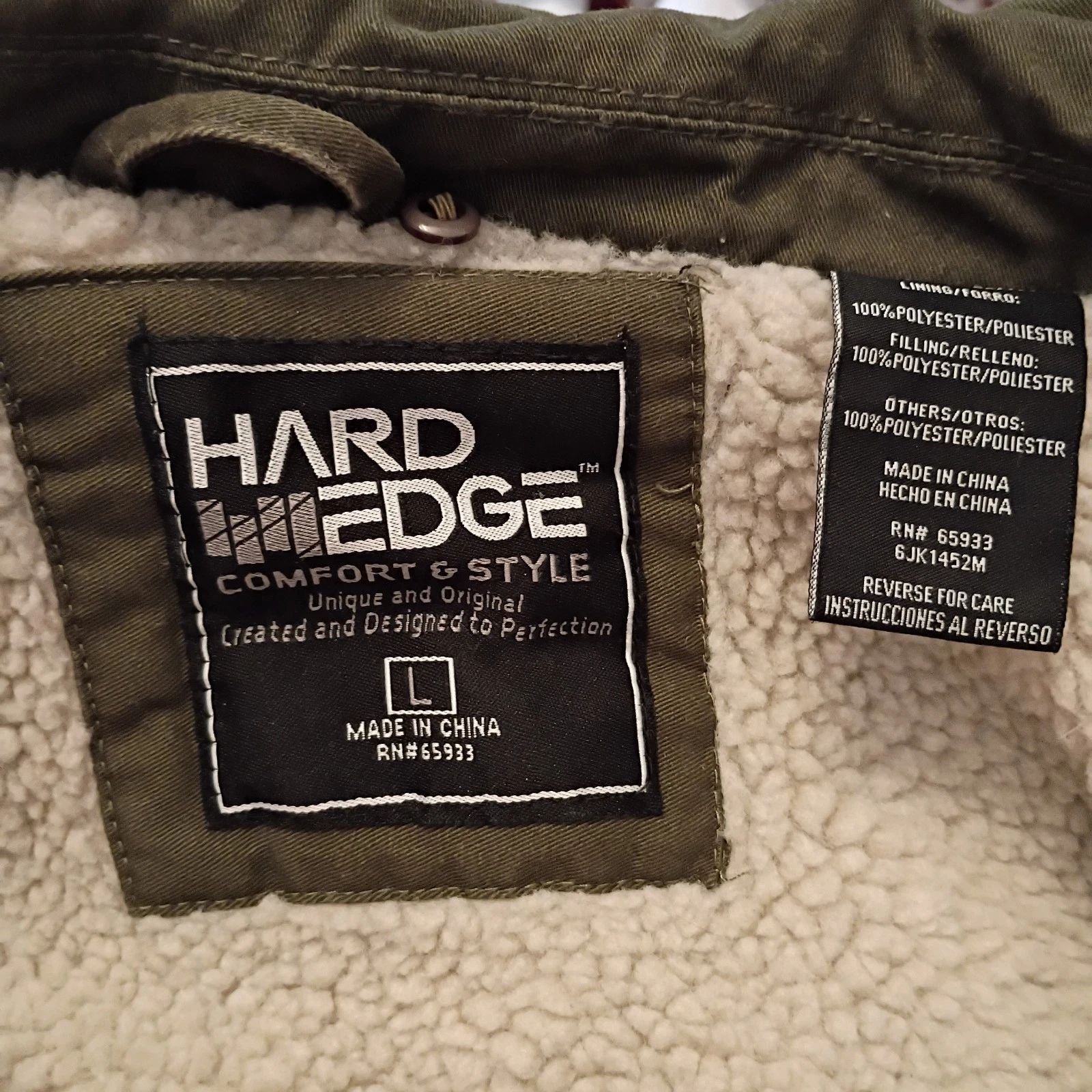 Hard Edge Shepra Lined Men’s Sz L Green Olive Bomber Jacket - product detail image 11