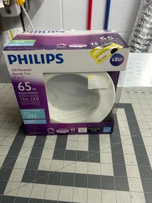 Philips 10w = 65w LED recessed Retrofit Can Trim 5-6'' Light Dimmable Daylight