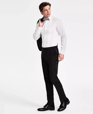  200 NEW CALVIN KLEIN Mens 40x32 Solid Black Wool Tuxedo Dress Pants/Slacks