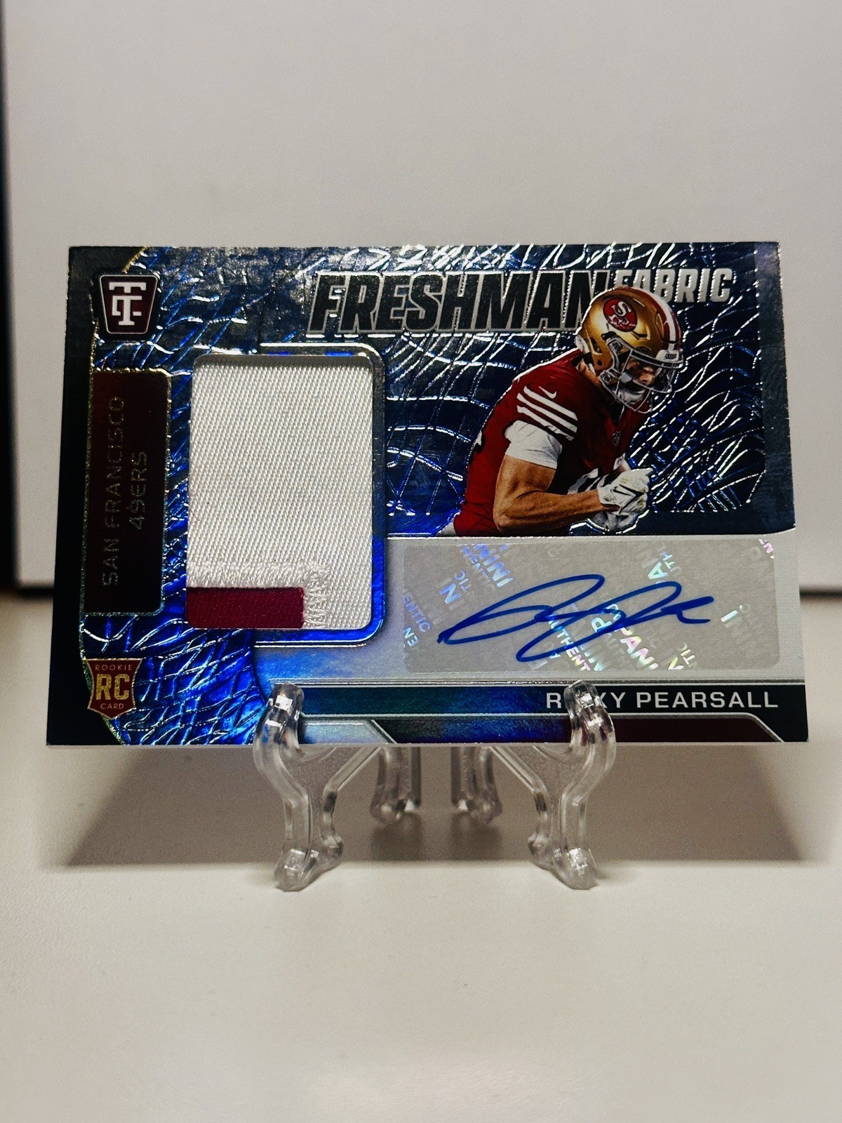 Ricky Pearsall Panini Totally Certified Freshman Fabric Signatures #FFSRPL Mirror Platinum Blue Camo