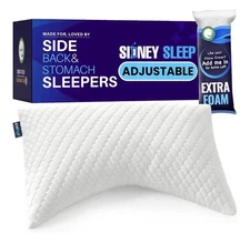 Sidney Side Sleep Adjustable Memory Foam Pillow Bamboo Curved Magenta - Queen