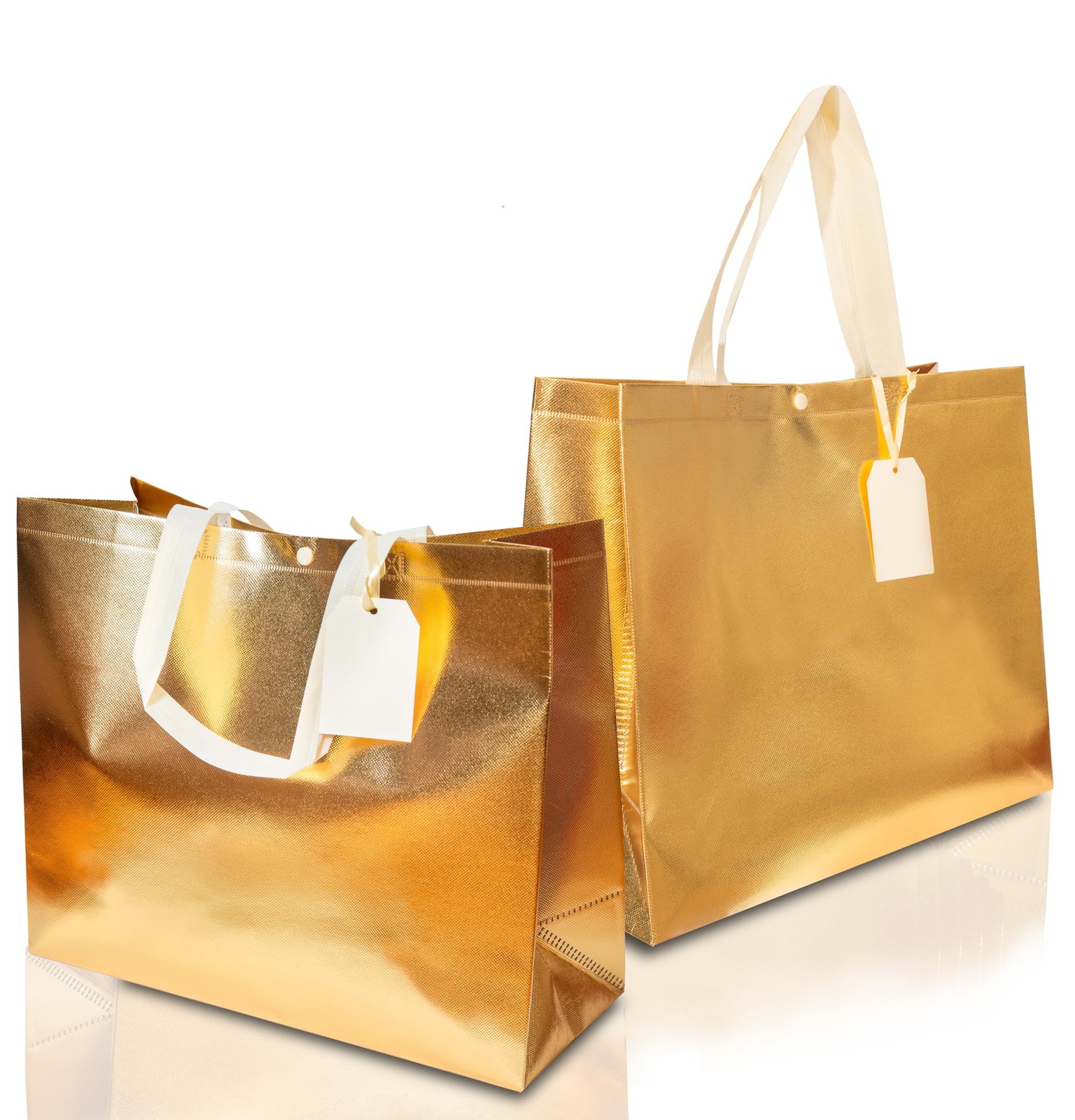 12 Pack Large Gold Gift Bags with Handles 16.9x13.7 Inches Includes 15 Tags & String