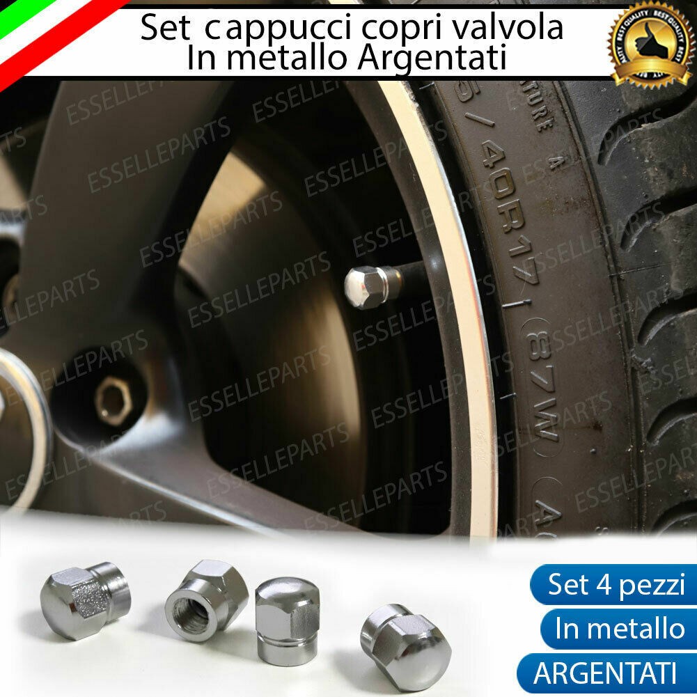 SET TAPPI TAPPINI COPRIVALVOLA ARGENTO ACCIAIO VW GOLF MK2 PER RUOTE