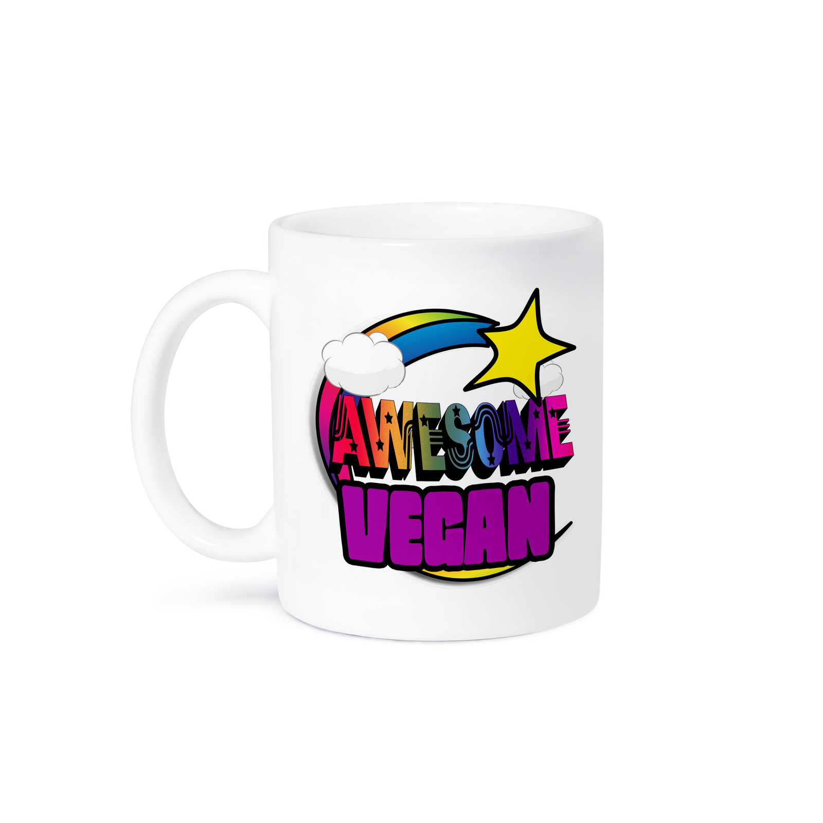 Shooting Star Rainbow Vegan Mug by 3dRose