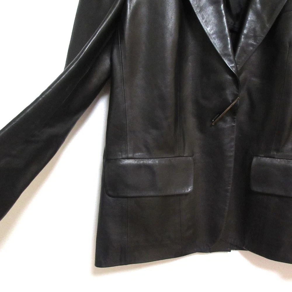 Gucci Tom Ford epoca logo spilla bottoni a pressione davanti giacca sartoriale pelle taglia 40