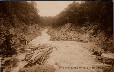 The Saco River, HOLLIS, Maine Real Photo Postcard