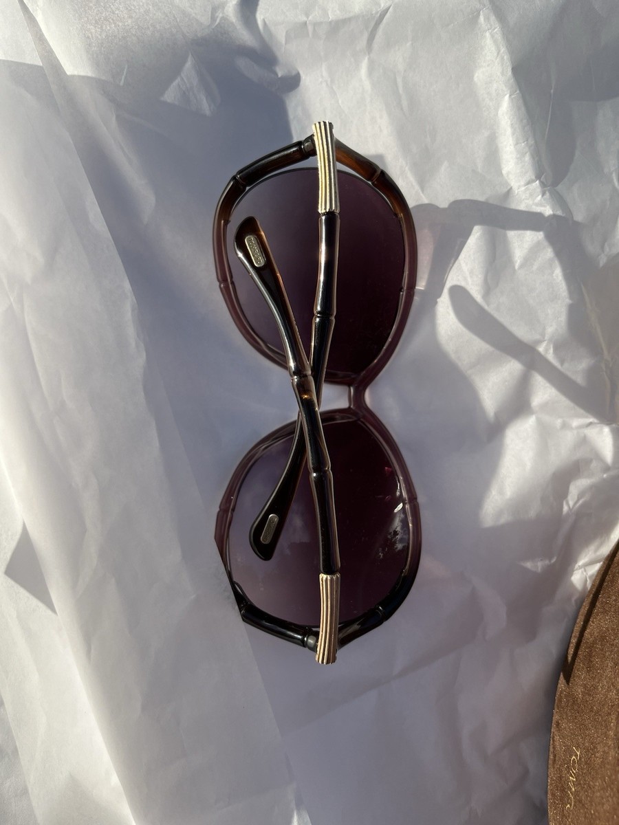 Tom Ford Claudia TF75 Bamboo Sunglasses Gradient Lens Brown Frame