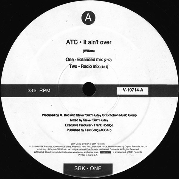 A.T.C. - It Ain't Over (12") (Very Good Plus (VG+)) 3745915483