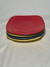 4 salad plate set lemongrass scarlet lapis sunflower FIESTA WARE Homer Laughlin