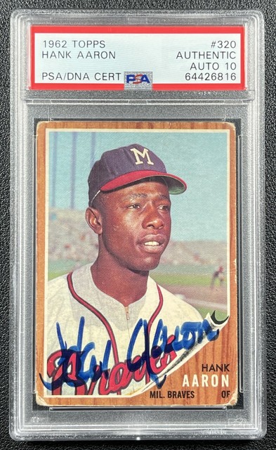 Hank Aaron PSA Auth Dna 10 Auto 1962 Topps #320 Autograph Braves 6816