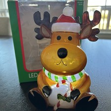 LED Standing Holiday Night Light Reindeer Resin In Original Box Works Christmas