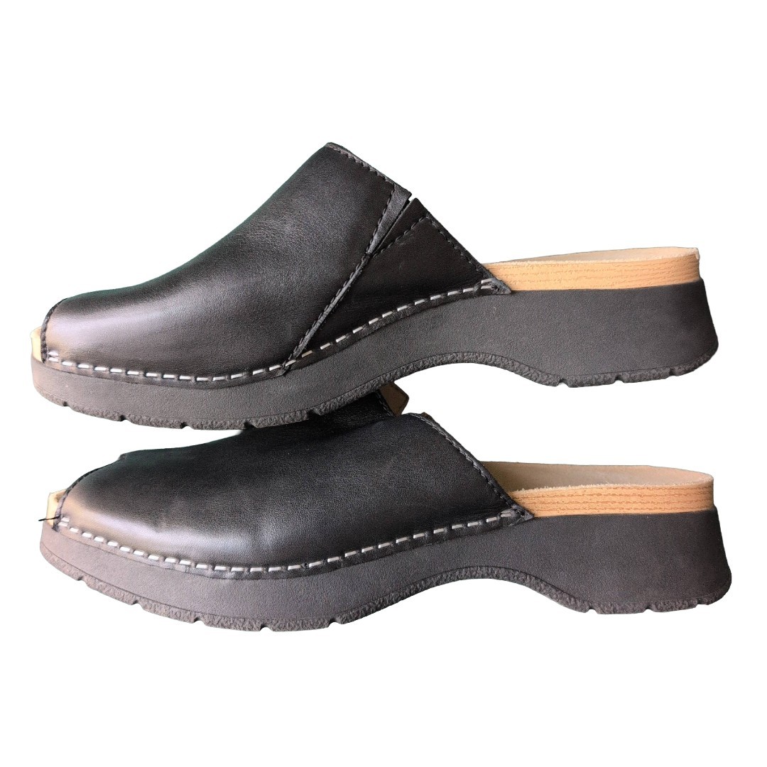 Dansko Ravyn Black Peep Toe Slide Sandals Women's Size EU 41 US 10 Comfort Shoe
