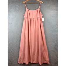 A New Day Pink Crinkle Strappy Tie Back Maxi Dress Women size L