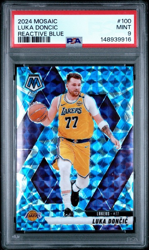 2024 Panini Mosaic #100 Luka Doncic Reactive Blue Prizm PSA 9 MINT