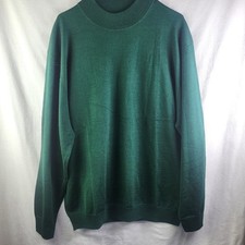 Linea Uomo Sweater Mens XXL Green Wool-Blend Knit Mock Neck Long Sleeve Classic