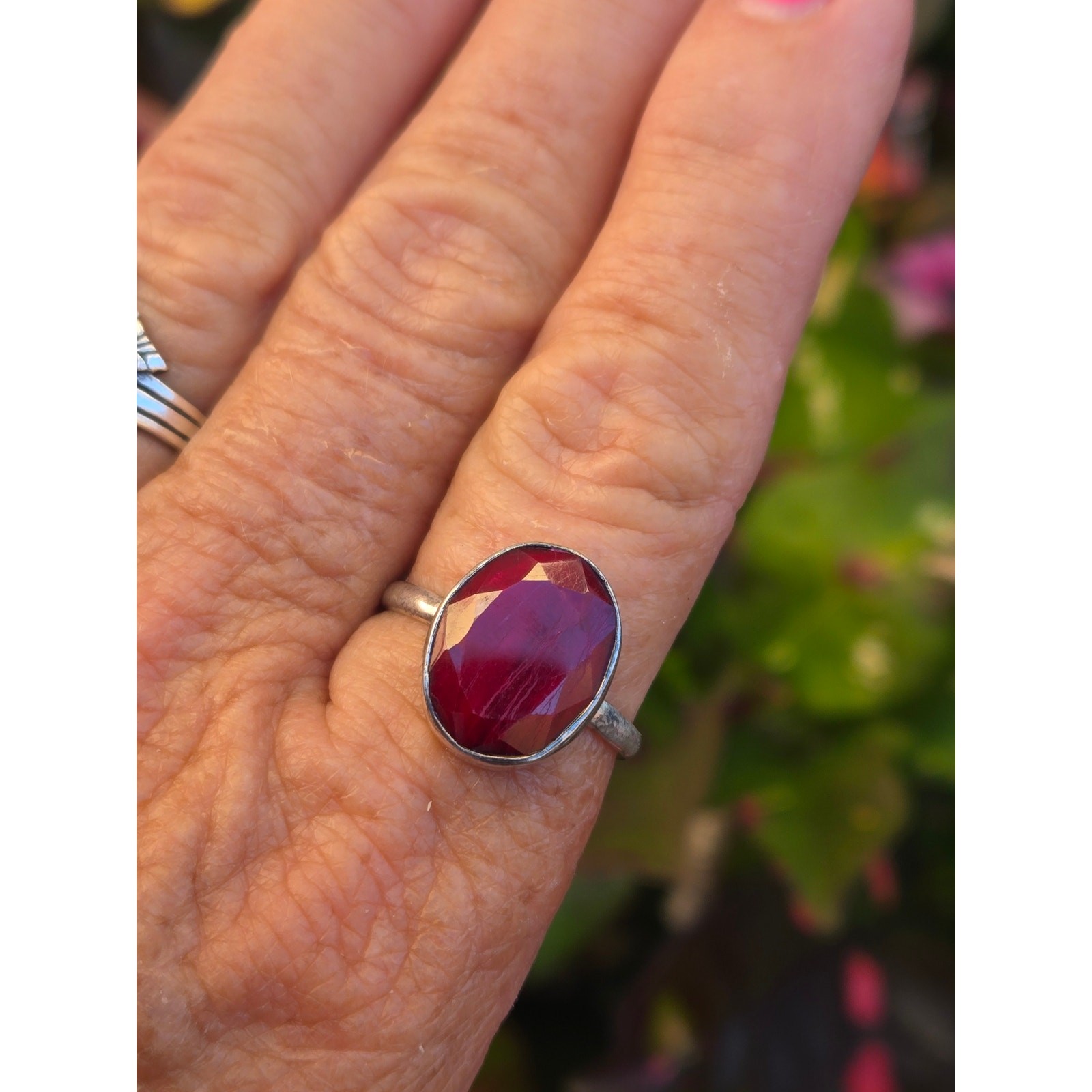 Modernist Natural Red Ruby Gemstone Ring 925 Ster… - image 9