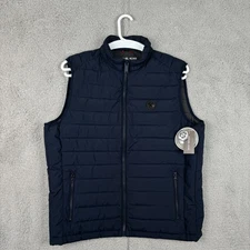Michael Kors Quilted Puffer Vest Sustainable Insulation Mens Large Midnight Blue