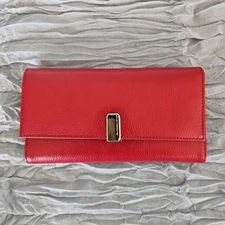 Womens LIZ Claiborne red clutch wallet with removable checkbook cover & zip coin
