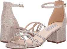 New Touch Ups Women's Zoey Strap Heeled Sandal Ankle Champagne Shimmer 9M
