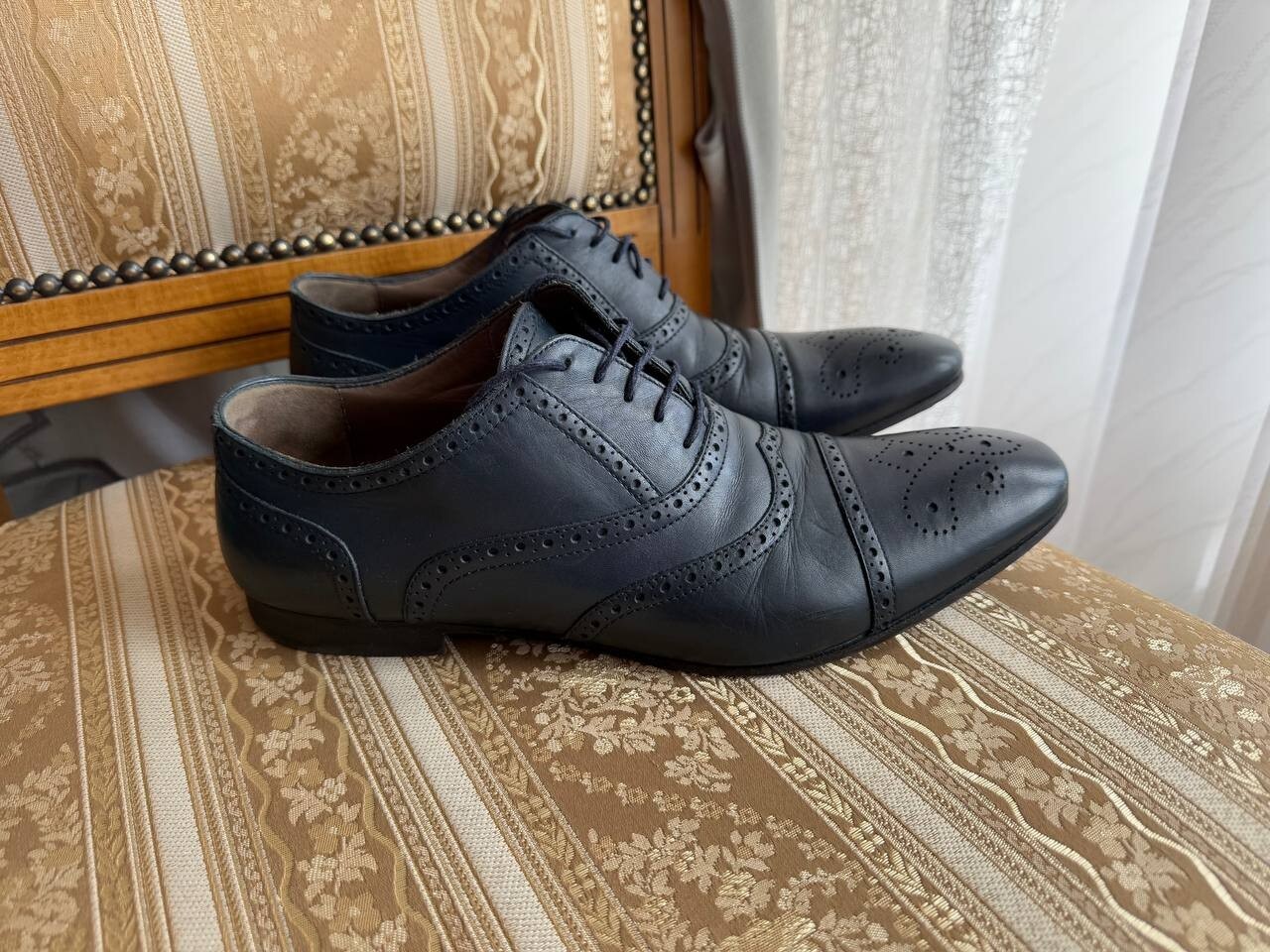 YVES SAINT LAURENT BLU OXFORD BROGUE STRINGATA MADE IN ITALY TAGLIA EU 39 1 2