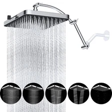 High Pressure Adjustable 13” Square Shower Head,Rainfall 5 Spray Mode Showerhead