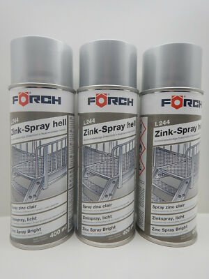 3x FÖRCH ZINK ZINKSPRAY HELL L244 ROST KORROSIONSSCHUTZ PUNKTSCHWEIßFÄHIG 400ML 